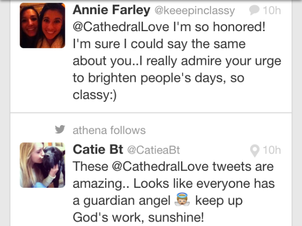Tweeting Samaritan spreads love to Cathedral students  