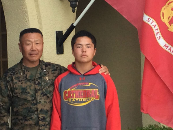 Freshman Alex Yoo surprised by father, Marine general