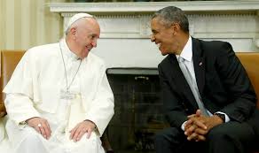 President Barack Obama and Pope Francis share a laugh at the White House. (NBC News)