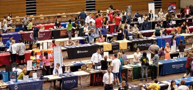 Students discover loads of information about prospective universities at the annual college fair.