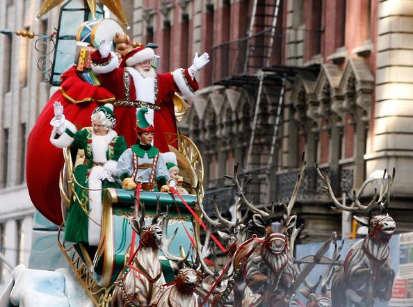 Santa Claus takes part in New York Citys Macys Day Parade. 
