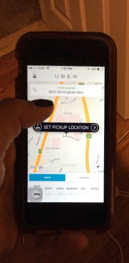 CCHS student Angela Haddad 16 uses the Uber app to access a driver near her location. 