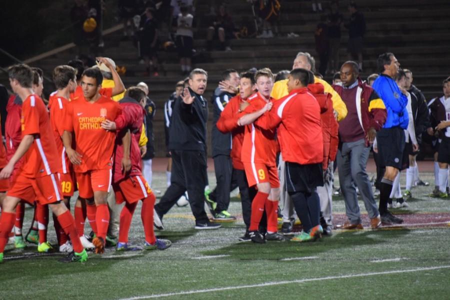 The Cathedral Catholic High School boys varsity soccer team swiped the win from Torrey Pines High School during the CIF semi­-final game. 