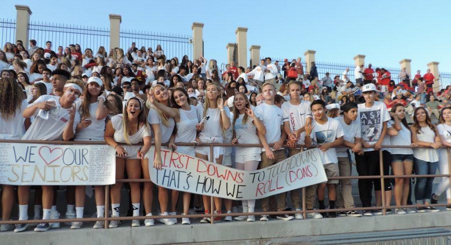 Los Locos, the CCHS student-led spirit club, underwent several changes this year to involve the entire school community. Here, the group leads cheers at the recent first home game.