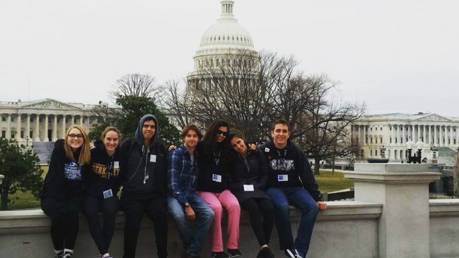 CCHS students, who are in Washington, D.C. on a trip organized by social studies teacher Christi Harrington, relax outside the Capital as they await the inauguration.