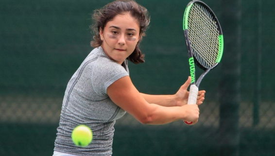 Player of the Year Sophie Raiszadeh ‘19 focuses on the ball during her match at the Western League Tournament, where the Dons dominated the opposition. 
