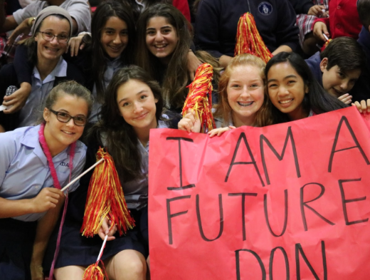 Notre Dame Academy eighth-graders excitedly gather at Dons Day, where they enjoy an opportunity to experience their prospective high school with future classmates.



