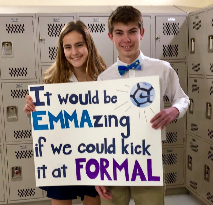 Matthew Roland 20 poses with Emma Caringella 20 after asking her to ASBs Winter Formal last Tuesday.