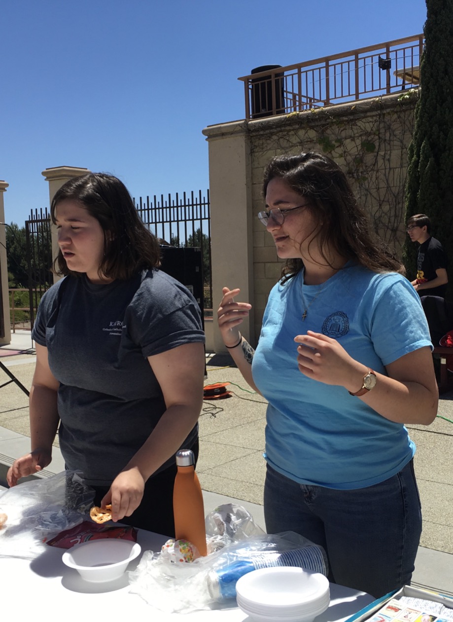 PLUS Club members Noelle Hope '18 and Isabelle Hope '18 celebrate Cinco de Mayo, complete with horchata and Mexican candy.