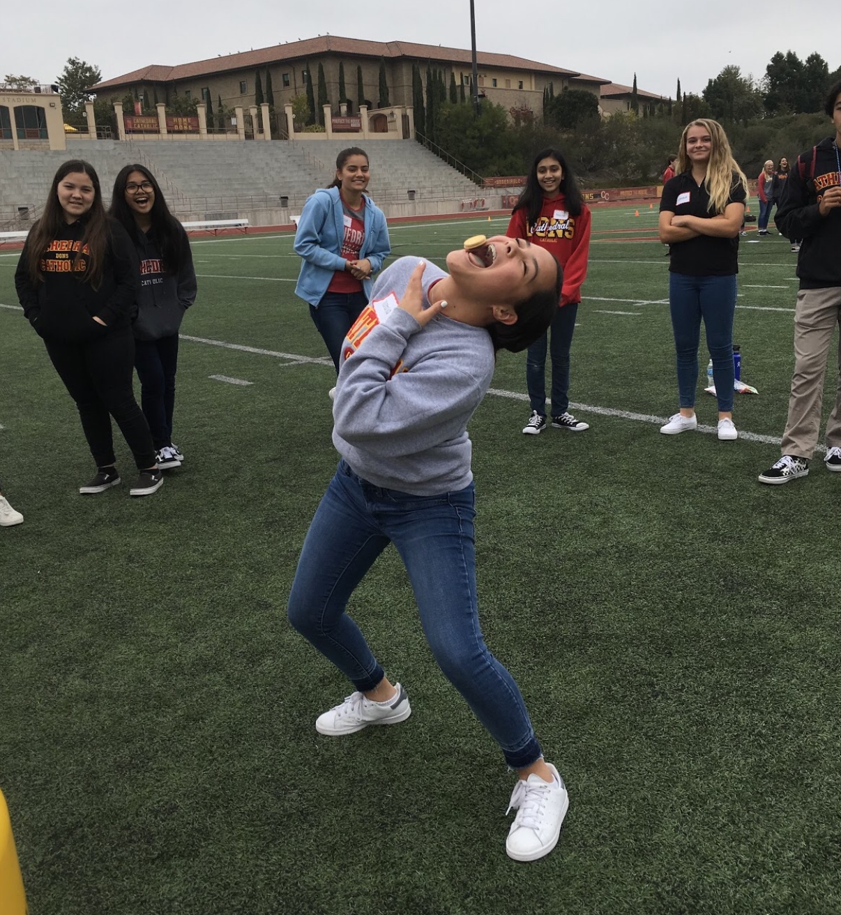 During her freshmen retreat last week, Natalia Dominguez 22’ participated in the oreo game, eating her way to victory.