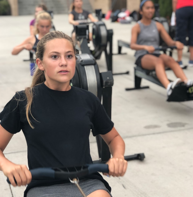 Emily Stallings ‘22 practices after school with the crew team as it prepares for its upcoming race. 
