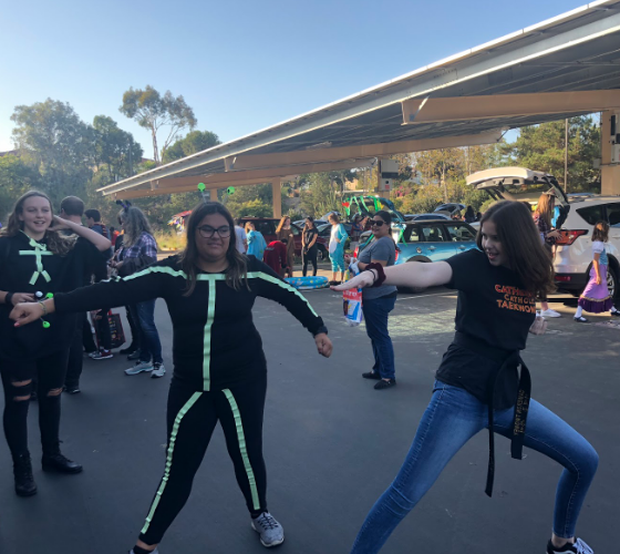 At Cathedral Catholic’s annual Trunk-or-Treat Thursday, Cami Twomey ‘21 shared her love of martial arts with the community. 
