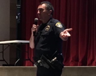 Officer Bob Briggs of the San Diego Police Department discusses the trends in teen drug use, the success of rehabilitation programs, and the dangers of vape and other commonly used drugs at a parent alcohol and drug awareness meeting on Oct. 30. The meeting was the final meeting of a series that took place since August. 
