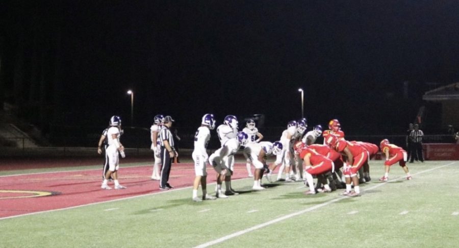 Cathedral Catholic High School’s varsity football team lines up for a 
extra point attempt after a momentum producing touchdown against Carlsbad High School.

