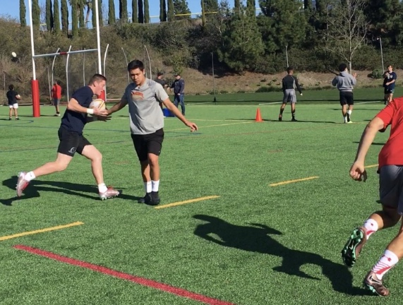 Captain Miles McCormick ‘19, Levi Summerlin ‘19, and Caleb Price 19 practice a line out, a play to restart the ball from an out of bounds position, during one of their many intense practices.