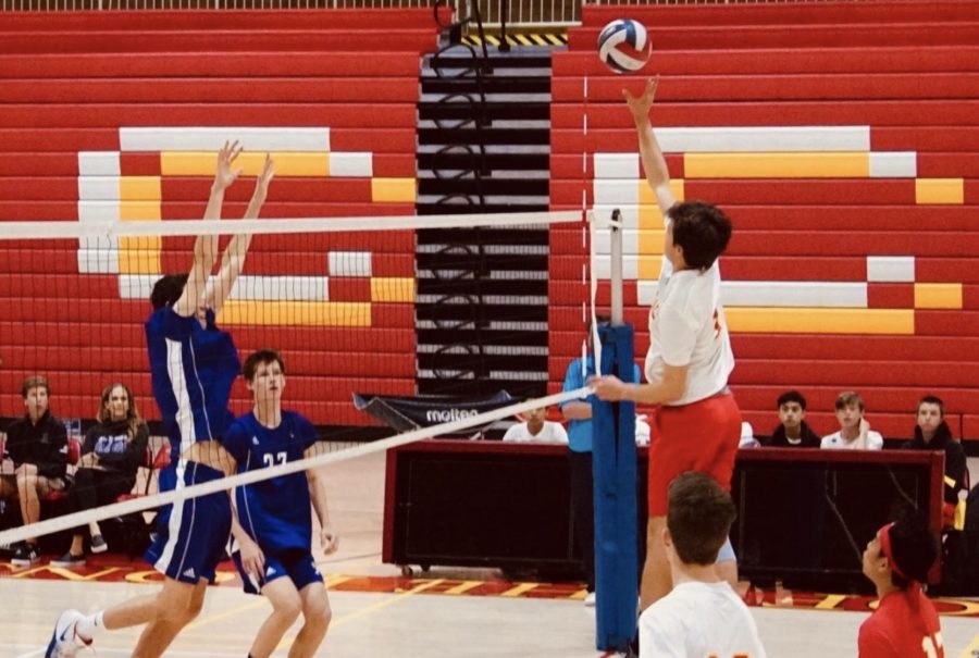 During a game against Saint Augustine High School, Christopher Buckel ‘20 prepares to take a shot on the opposing team after a set from his teammate.

