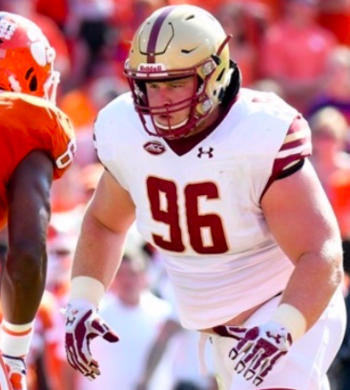 Former Cathedral Catholic High School Don, Raymond Smith ‘15 
rushing the passer from his defensive tackle position against Clemson
University. 