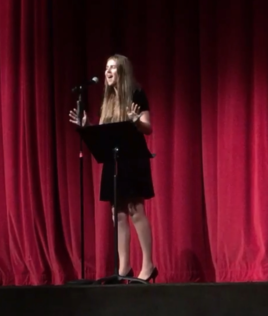 Maia Kristensen ‘22 sings a show tune from the hit musical Waitress Saturday, at the first CCHS Cabaret of the year. The theme titled Best Of Broadway, students from a variety of grades performed songs from numerous shows, including Mamma Mia, Hamilton, and The Little Mermaid.