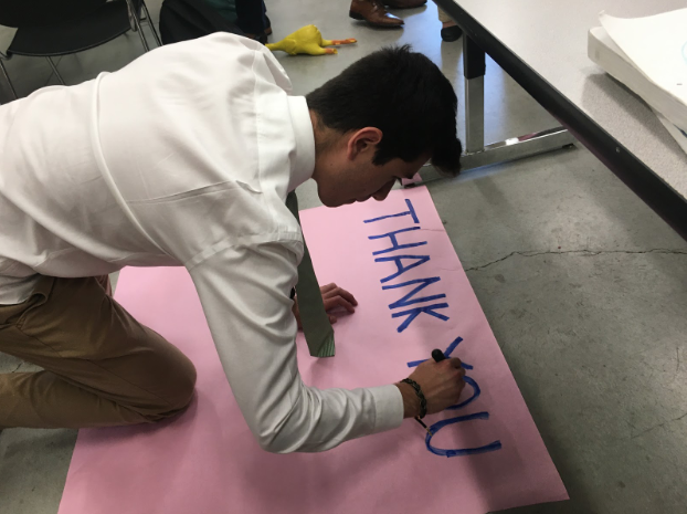 In honor of counselor appreciation week, Luis Garnica ‘20 designs a poster to thank Mrs. Felicia Young, which was hung on her door to display how much the student body appreciates the help received from their counselors. 
