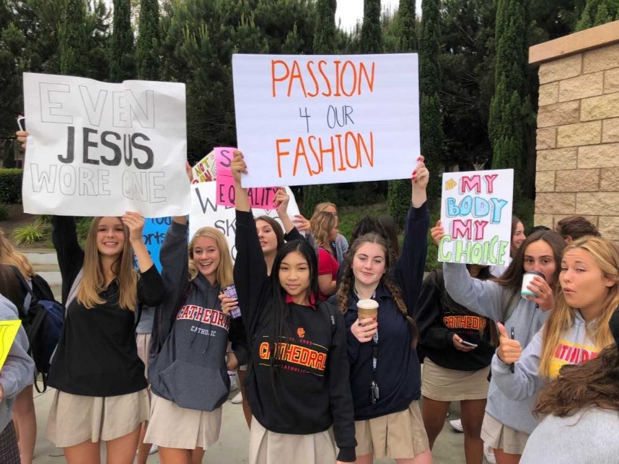 Fox News photographed girls at CCHS protesting the ban of skirts in May of 2019.