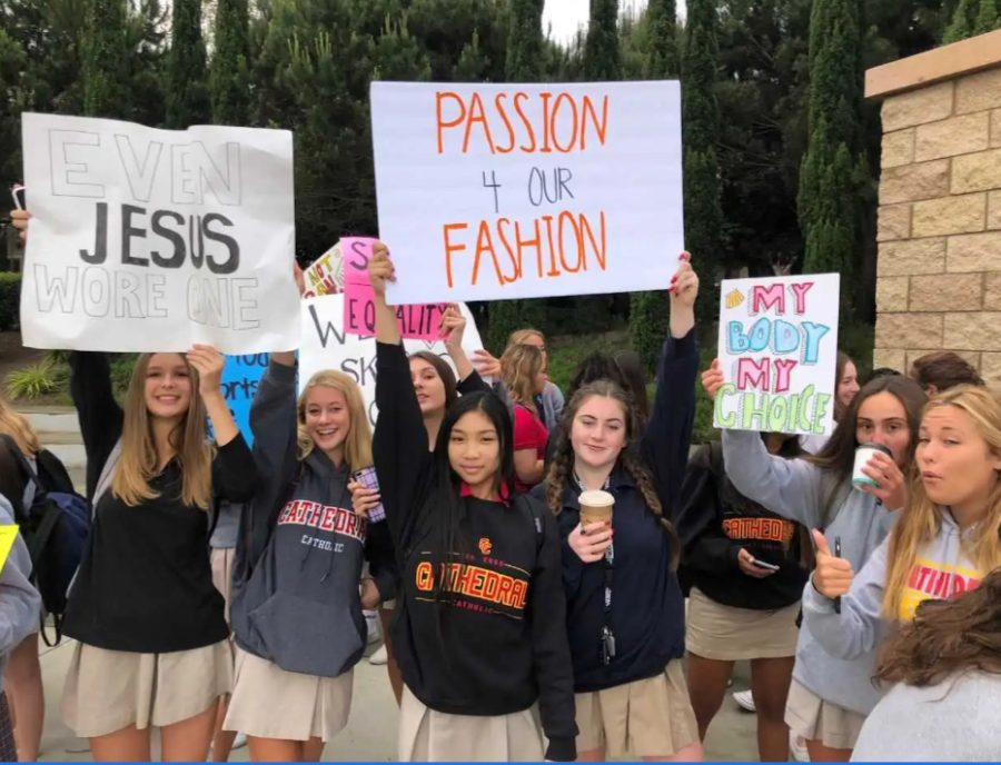 CCHS+students%2C+now+graduated%2C+unite+to+defend+their+dress+code+from+shifting+to+pants+May+of+2019.+