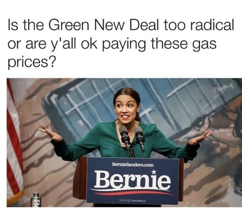 The Green New Deal called for increased investment in alternative energy and infrastructure and aimed to create nearly 30 million jobs. Many Republicans voted against this bill because it was “to radical”. Now we are all facing the problem of high gas prices, because we are to dependent on oil and not on alternative energy sources