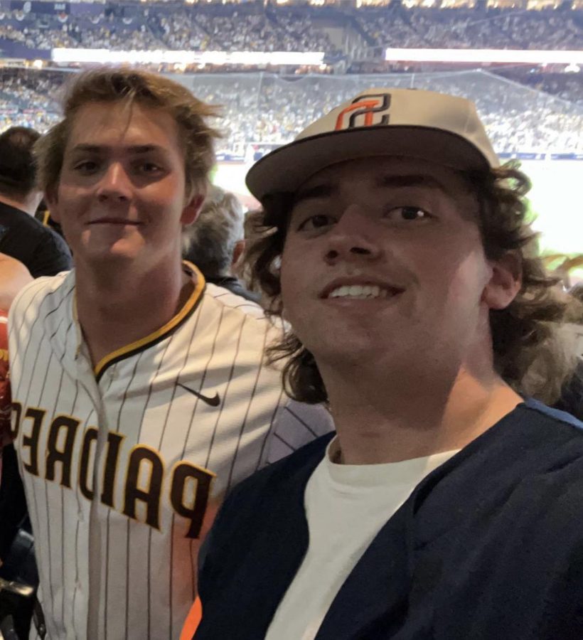 Mason Thompson 23 and Holden Smith 23 take in the electrifying energy of Petco Park. The game was one to remember. 