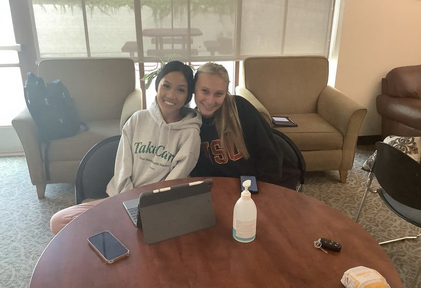 President of NHS, Catherine Caro, and her Vice President, Sienna Kotsay, plan for the NHS meetings for the 2022-2023 school year.
