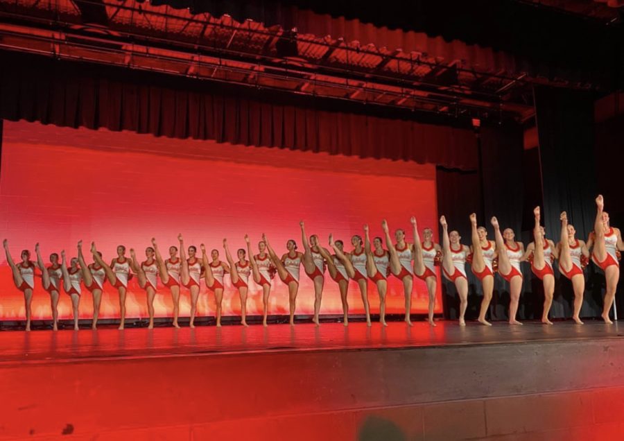 Photo of CCDT famous kickline. Photo from last year’s winter concert, “Making Spirits Bright.”