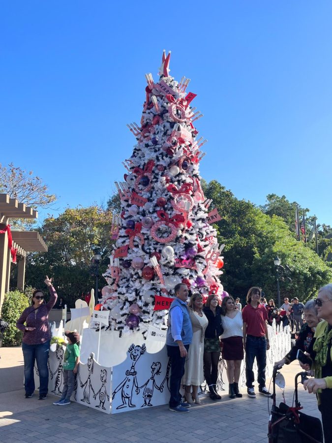 A “who” inspired tree sits out front of the theater every year providing a perfect opportunity for family photos. This tree, well over fifteen feet, has been outside “The Grinch’s” theater for many years.