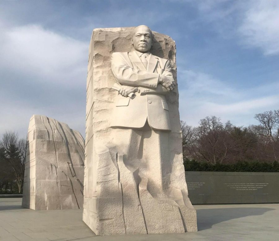 Pictured is the MLK memorial in Washington D.C. On the side of the statue are the words printed: “out of the mountain of despair, a stone of hope”. These are the exact words King spoke in his “I Have a Dream” speech.