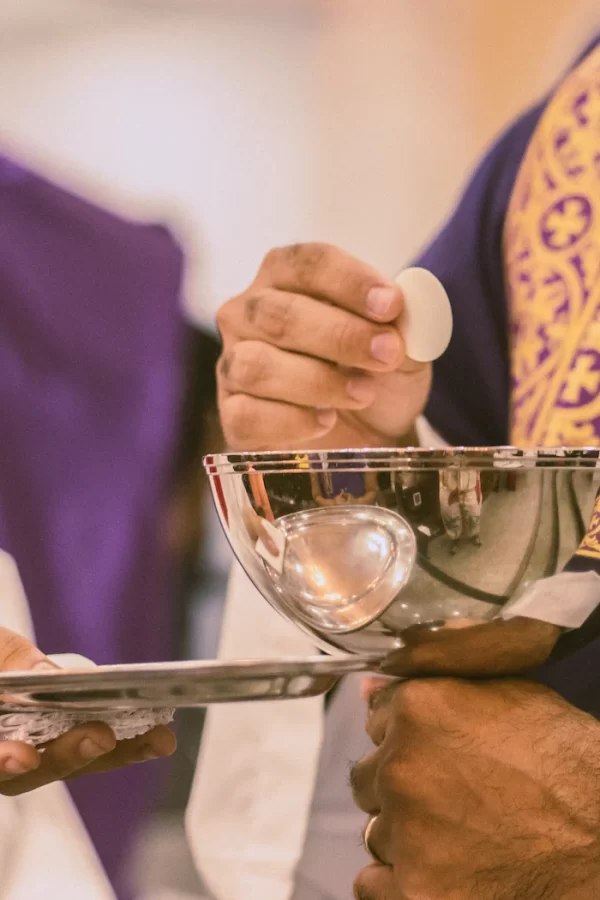 Christ’s presence is represented within the Eucharist during Mass.