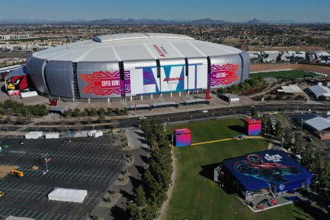The State Farm Stadium in Glendale, Arizona. The Food Recovery Network collected about 140,000 pounds of leftover food in order to reduce food waste, and provide food for those in need.