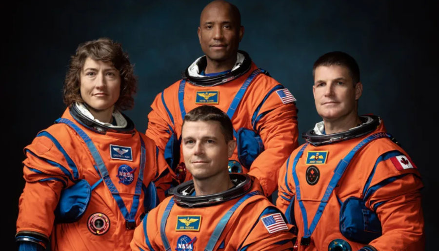 The four Artemis II crew members, Christina Koch, Victor Glover, Reid Wiseman, Jeremy Hansen, are pictured above. The crew is set to lift off in November 2024