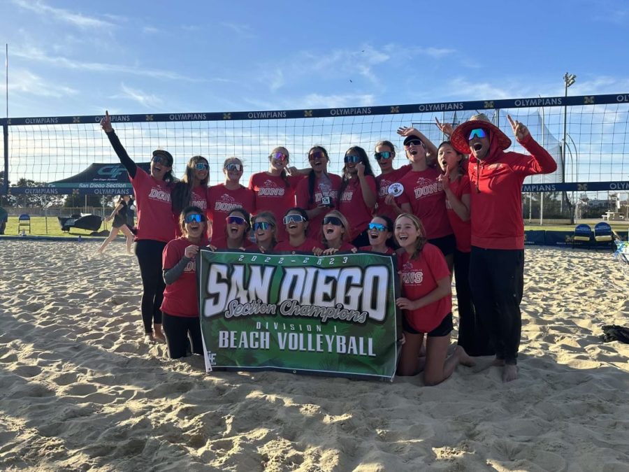 Girls+Varsity+Beach+Volleyball+after+beating+Torrey+Pines+to+win+the+championship%21