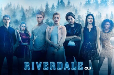 A photo of Riverdale’s “core four” characters: Archie Andrews, Betty Cooper, Jughead Jones, and Veronica Lodge. Behind the main characters and their close friends, Kevin, Cheryl Blossom, and Katty Kay,