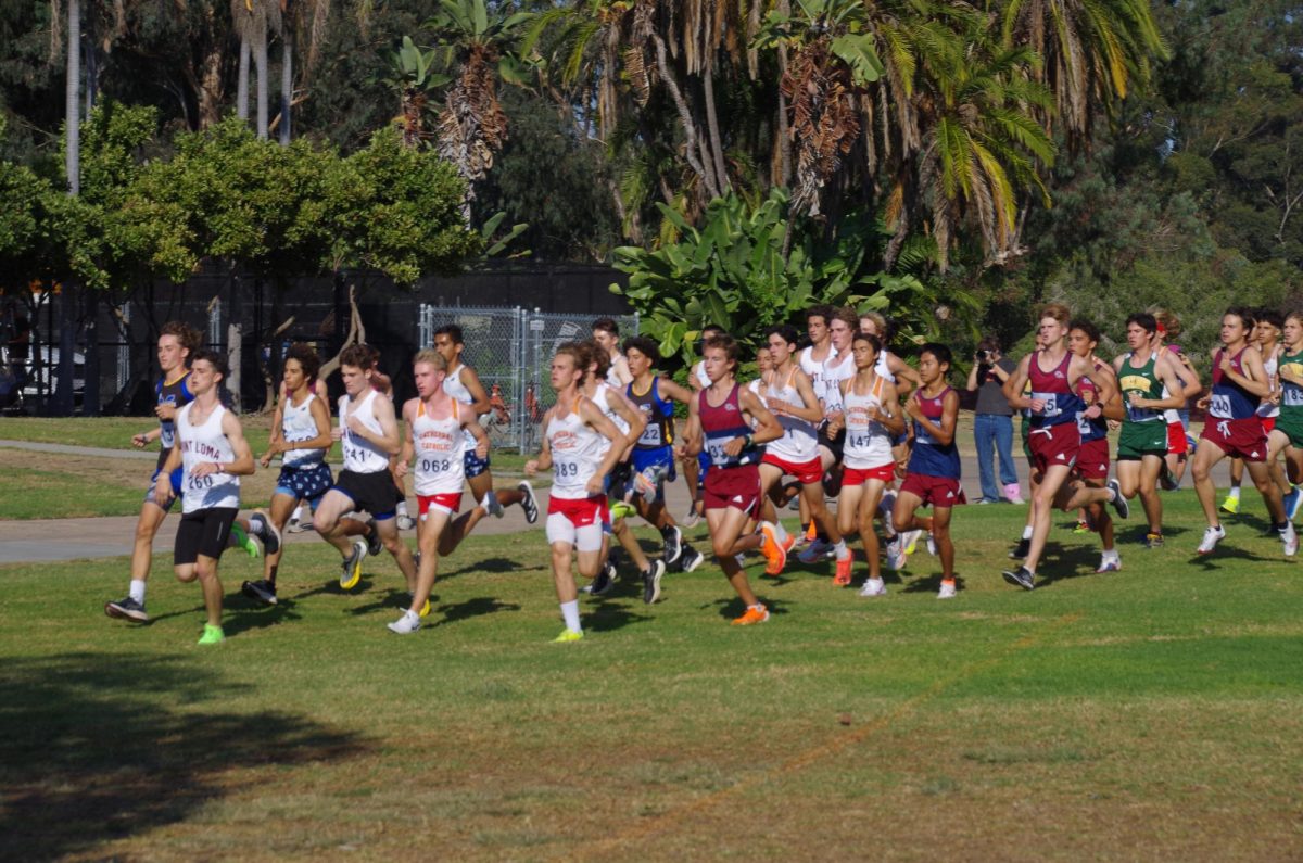 The Cathedral Boys Cross Country team runs at Morley Field on October 2, 2024. The boys are having a successful season and recently were ranked first in San Diego county.

Photo by Phillip Grooms 