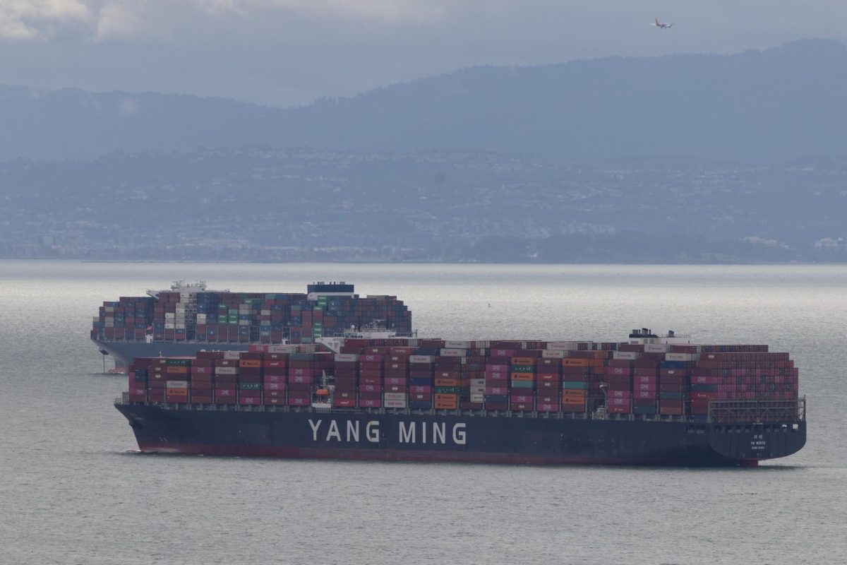 Hundreds of cargo shipping containers sit on a container ship at the Port of Oakland, California. The ship, and many others like it, carry around 2,000,000 containers full of imports into the singular port annually according to the Port Of Oakland.

Photo Credit to REUTERS/Carlos Barria