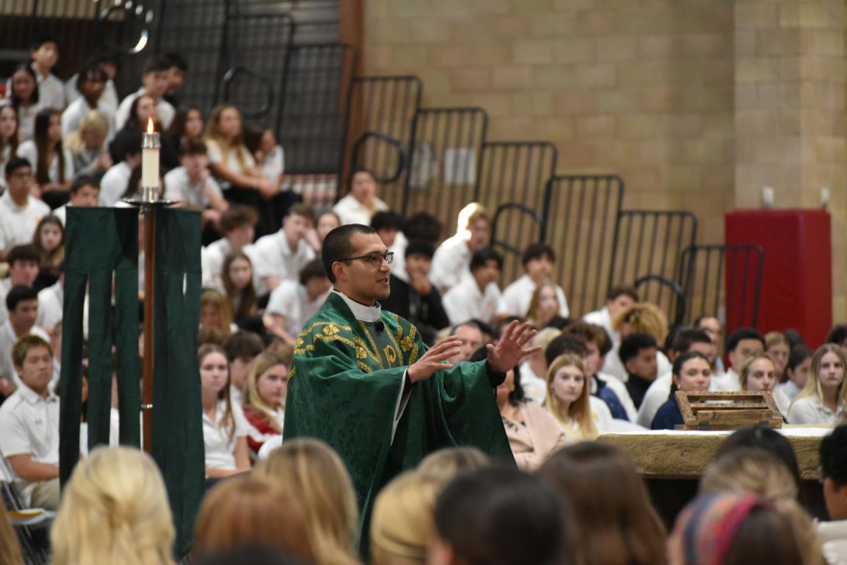 Father Matt leads our student body in an all-school Mass.