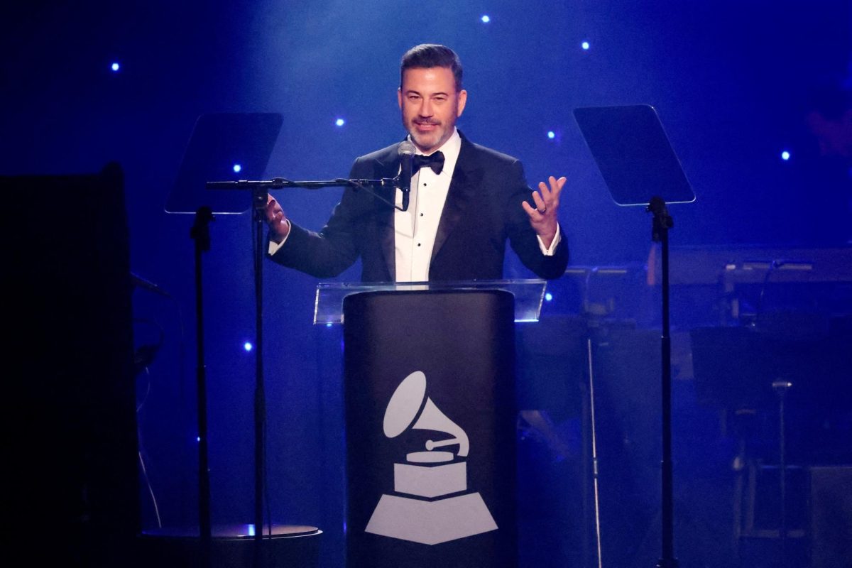 Jimmy Kimmel speaks during the Pre-GRAMMY gala, hosted by the Recording Academy and Clive Davis, in Beverly Hills, California, U.S., February 1, 2025.
